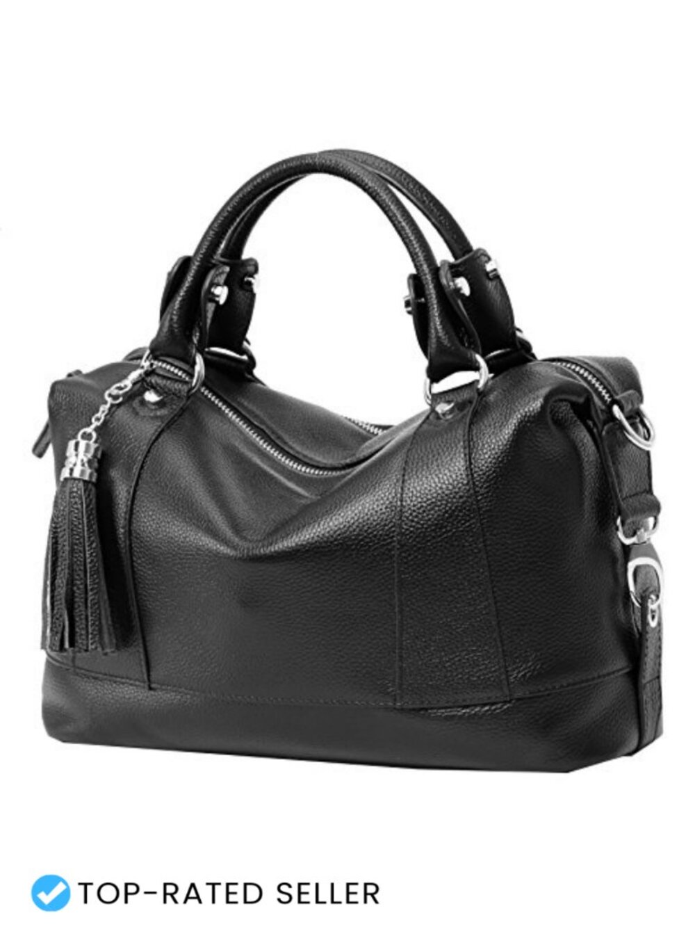 Genuine Leather Satchel Handbag with Adjustable Crossbody Strap